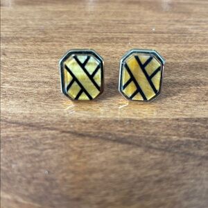 Yellow and Black Geometric cufflinks